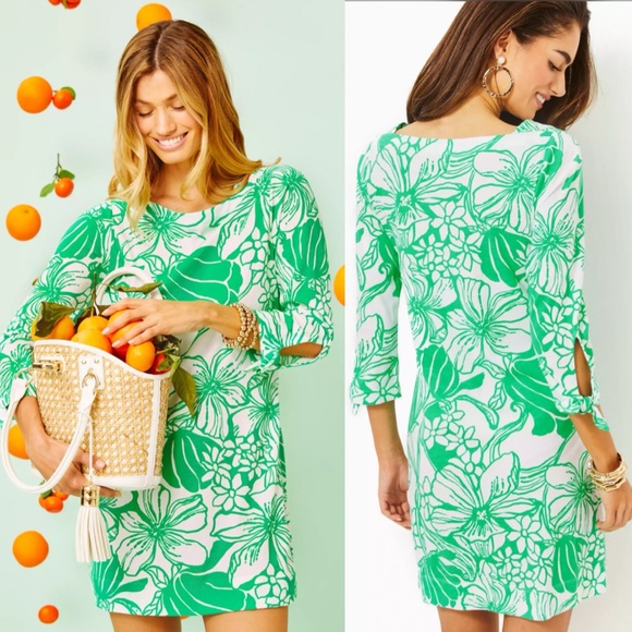 Lilly Pulitzer Dresses & Skirts - NWT Lilly Pulitzer Lidia Boatneck Dress in Spearmint Oversized Kiss My Tulips